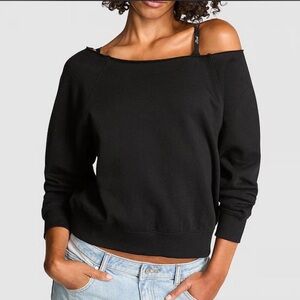 PINK Victoria's Secret Black Off-the-Shoulder Sweater